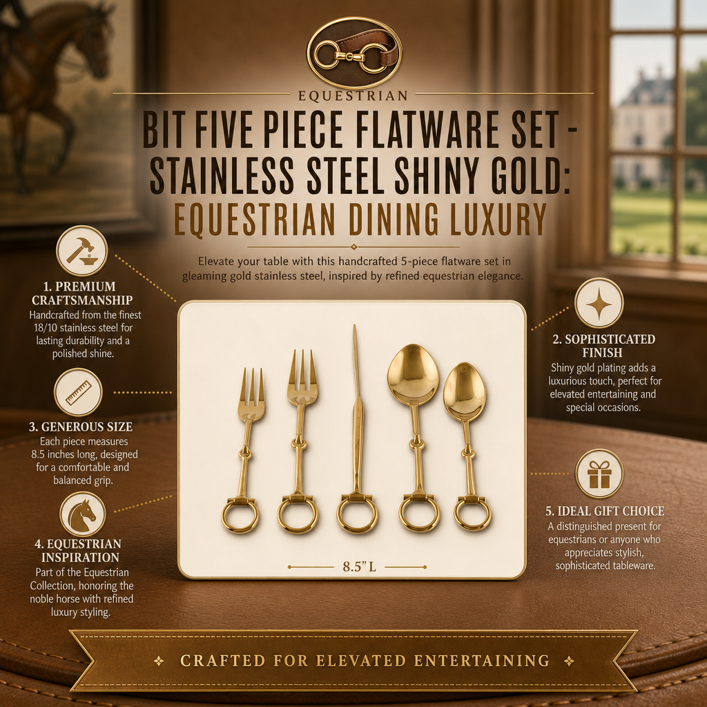 Bit  Five piece Flatware Set - Stainless Steel Shiny Gold