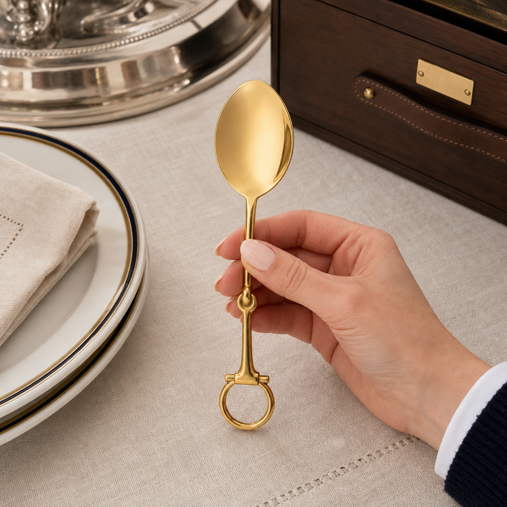 Bit Serving Spoon - Stainless Steel Shiny Gold
