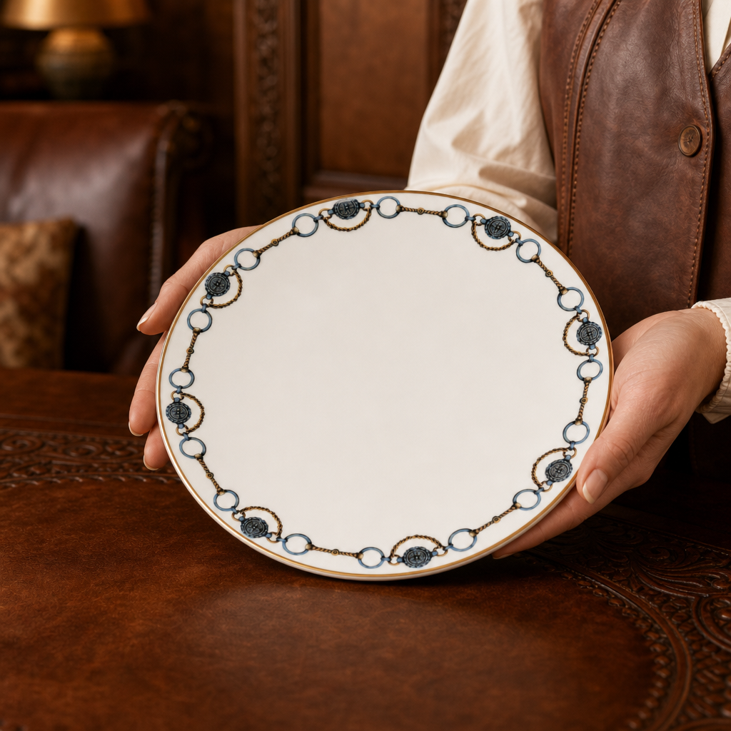 Amarillo Concho Pattern Bone China Round Dinner Plate