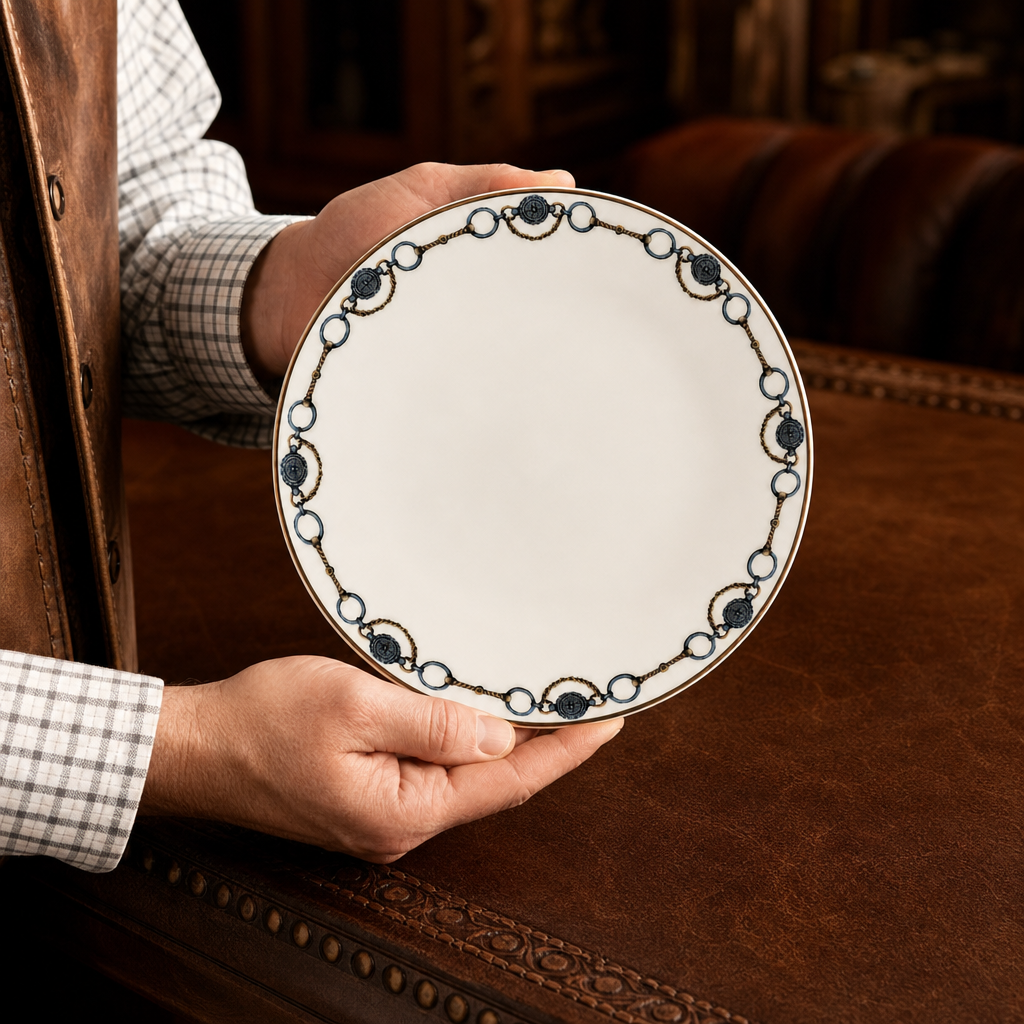 Amarillo Concho Pattern Bone China Round Salad Plate