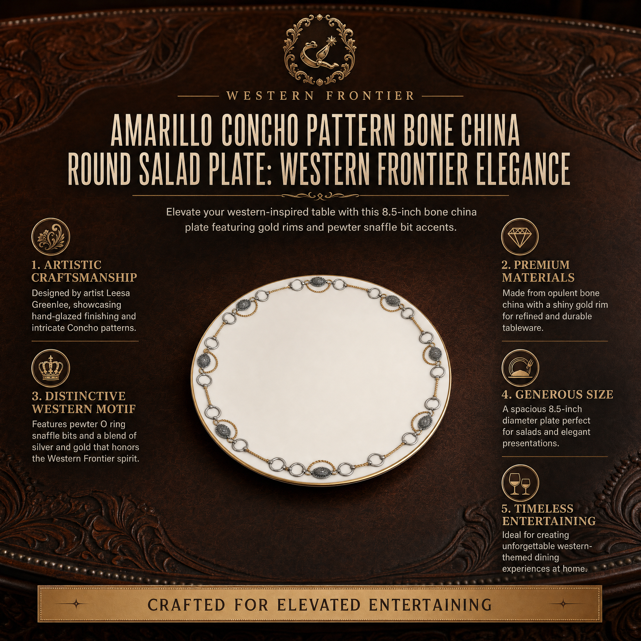 Amarillo Concho Pattern Bone China Round Salad Plate