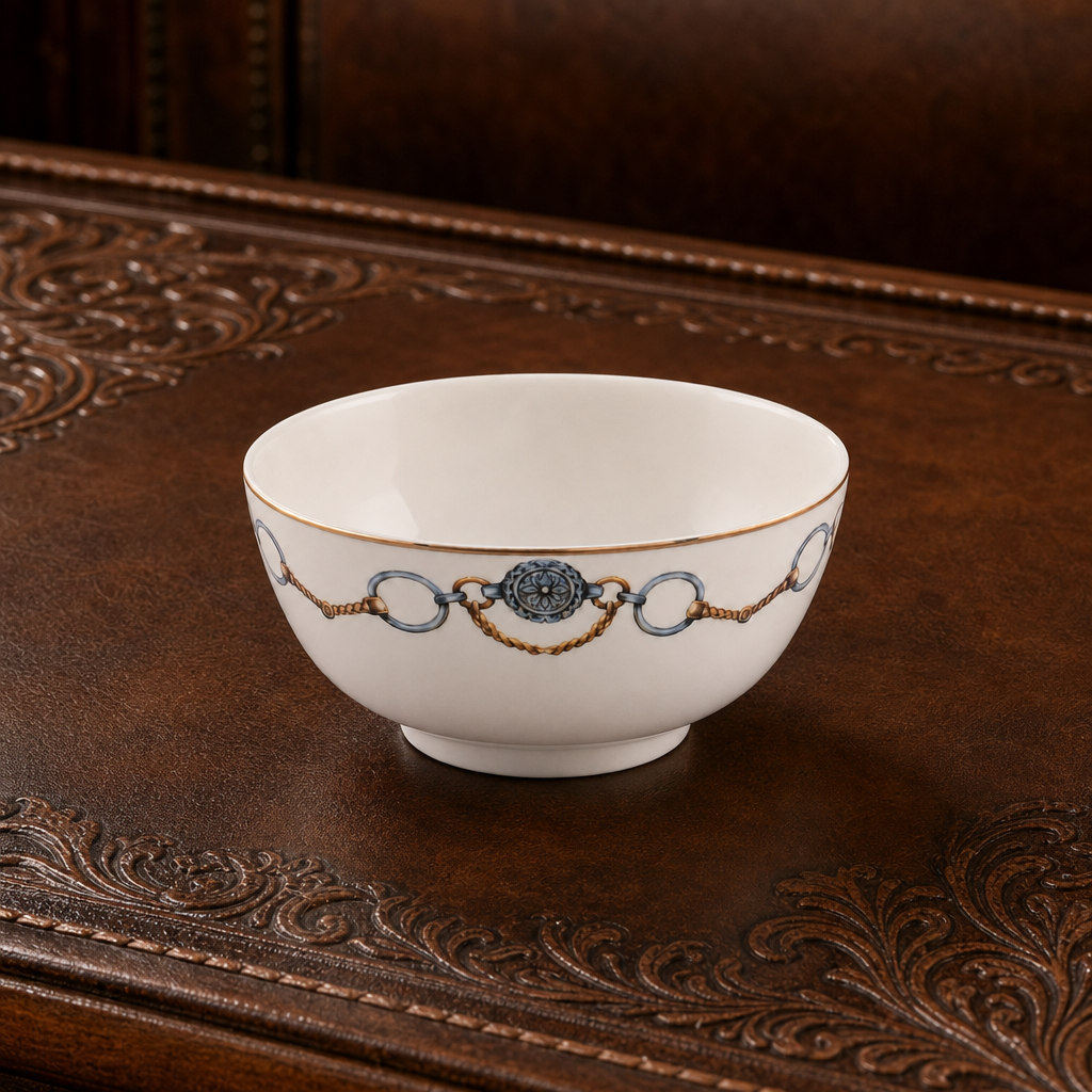 Amarillo Concho Pattern Bone China Round Cereal / Dip Bowl