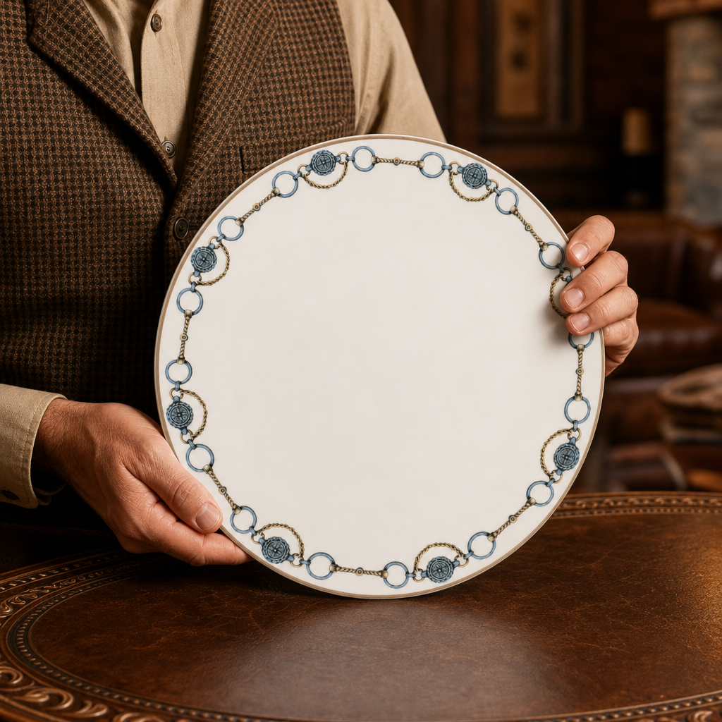 Amarillo Concho Pattern Bone China Round Charger Plate