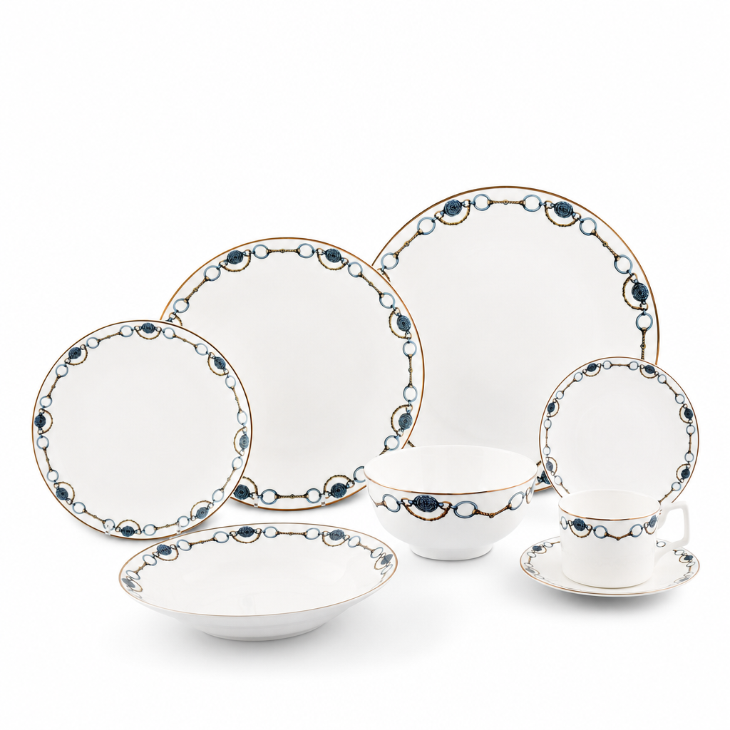 Bone China Amarillo Dinnerware 2 Person, 4 piece Set