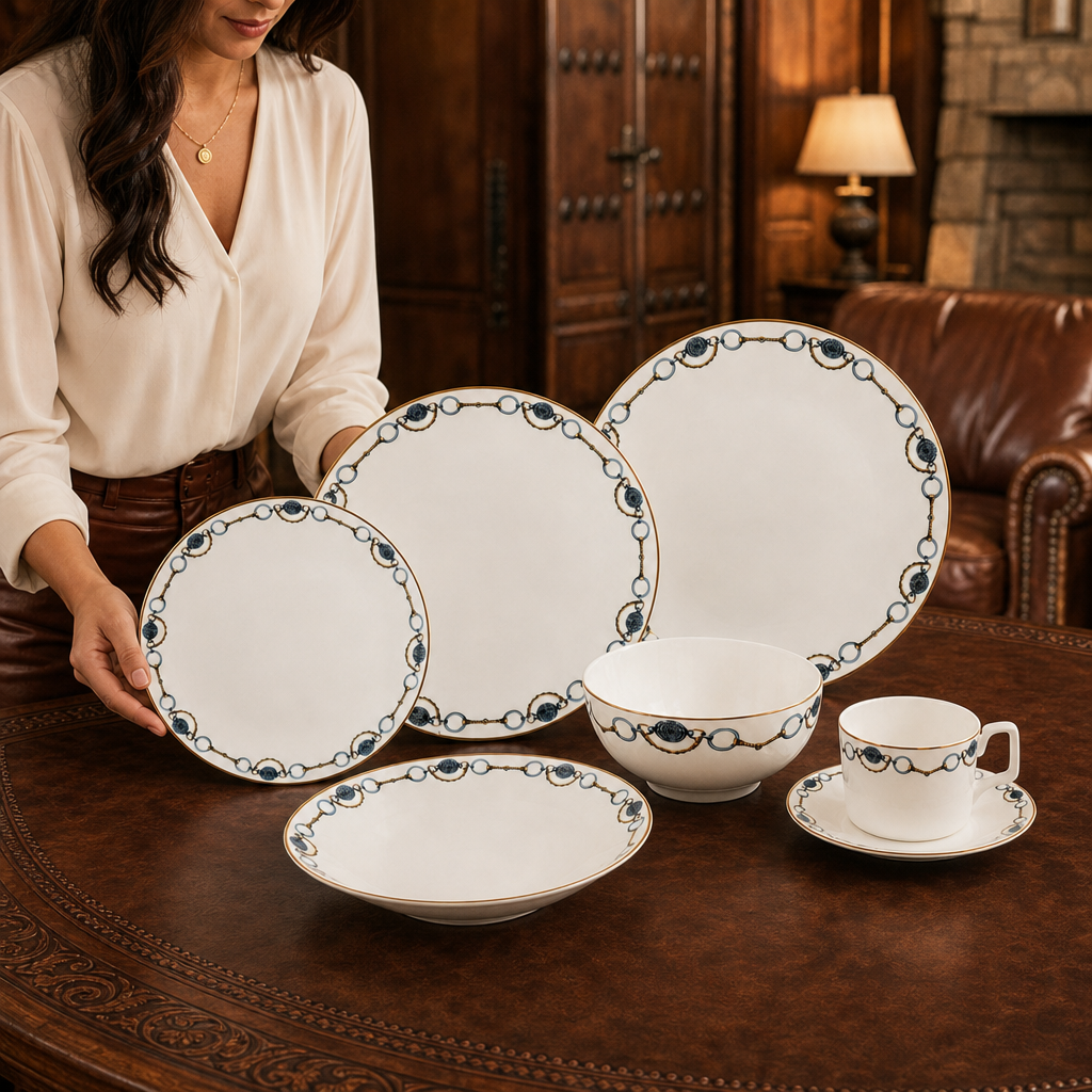 Bone China Amarillo Dinnerware 2 Person, 4 piece Set