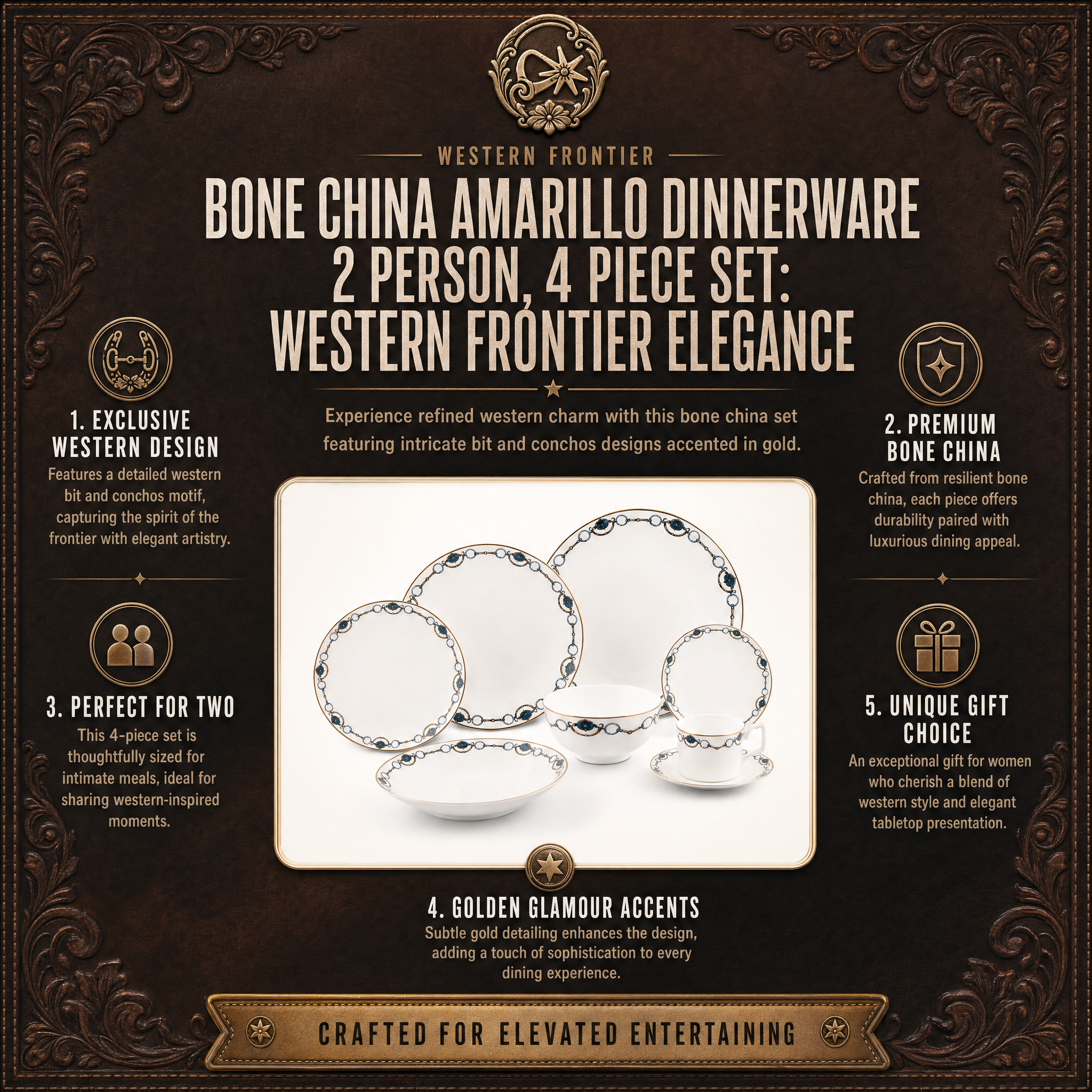 Bone China Amarillo Dinnerware 2 Person, 4 piece Set