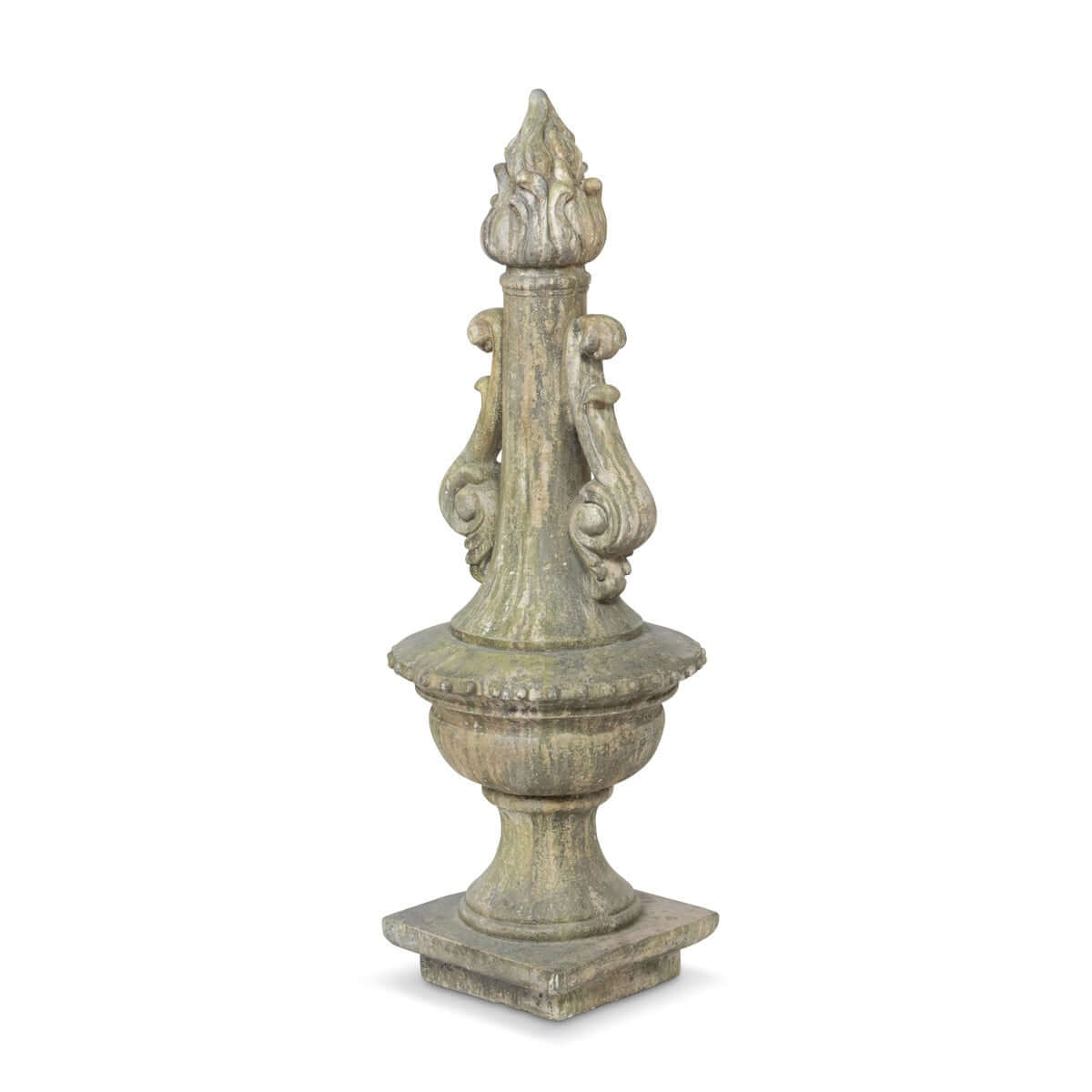Decorative Grecian Garden Torch Statue finial on a white background
