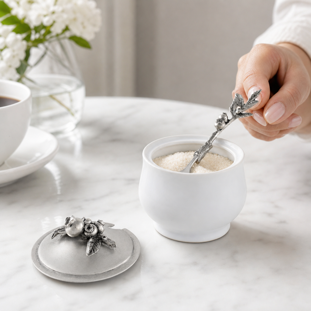 Blueberry Sugar Bowl and Spoon