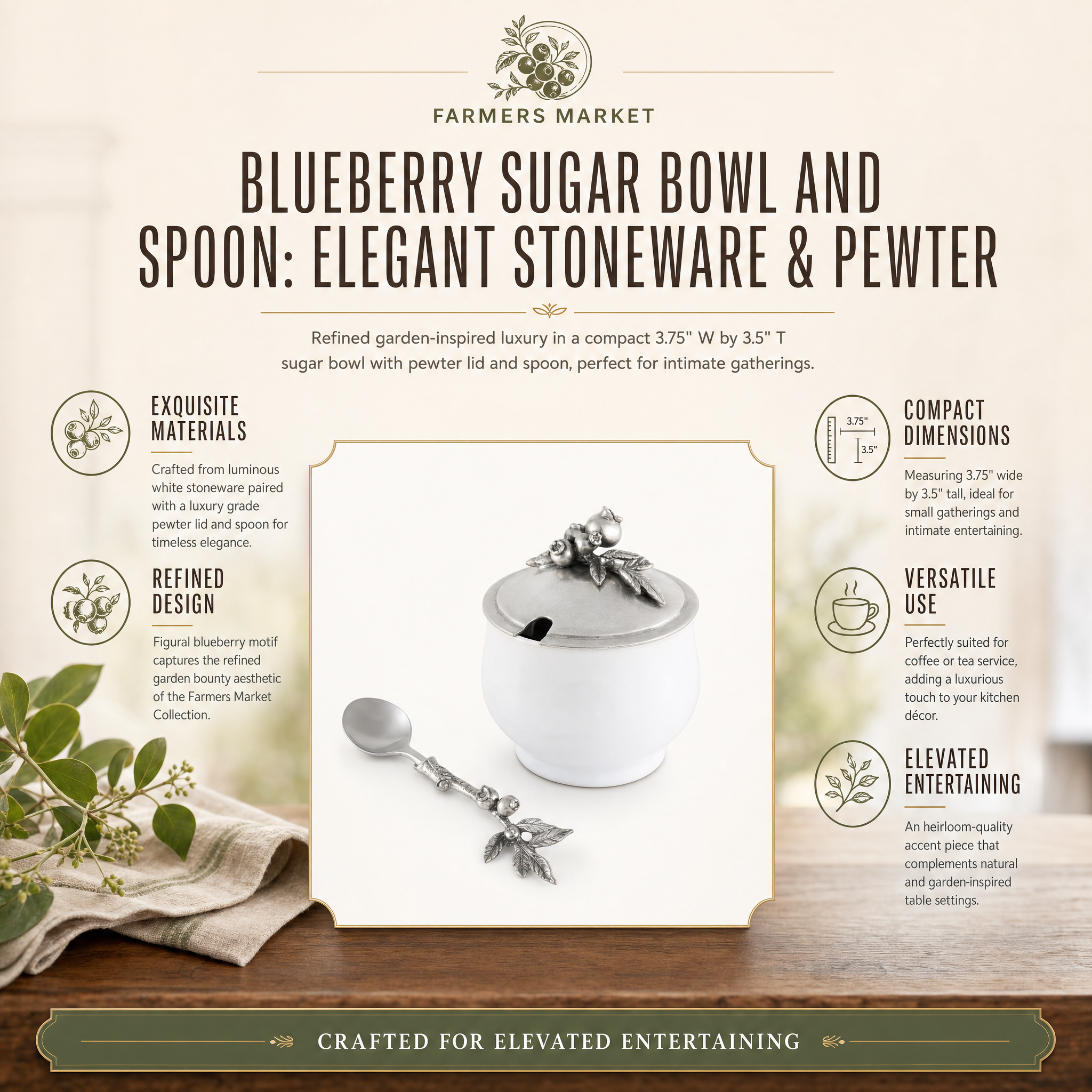 Blueberry Sugar Bowl and Spoon