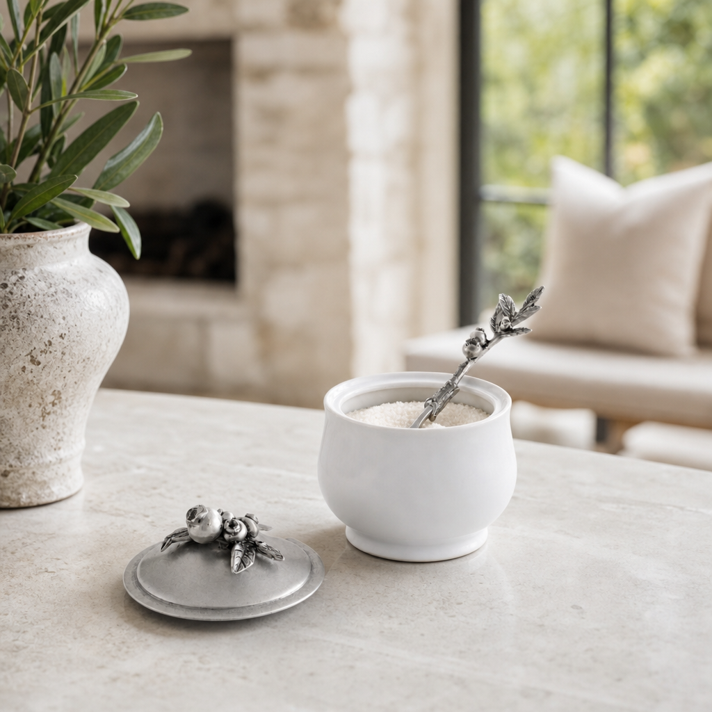 Blueberry Sugar Bowl and Spoon