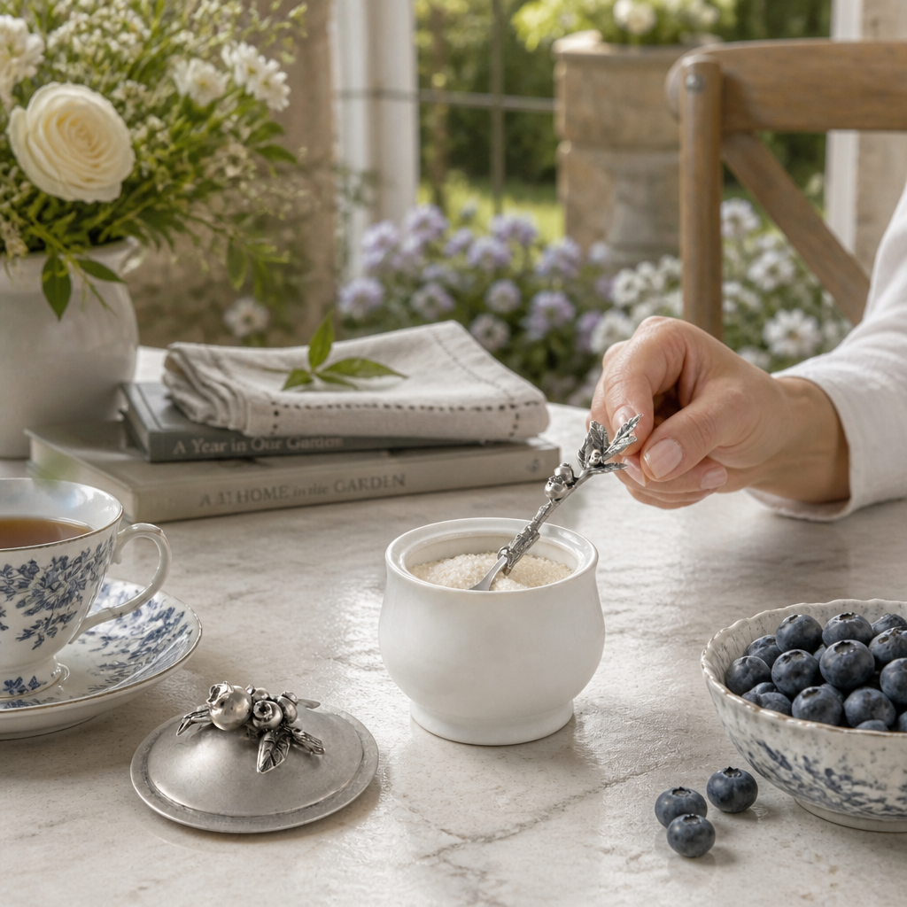 Blueberry Sugar Bowl and Spoon