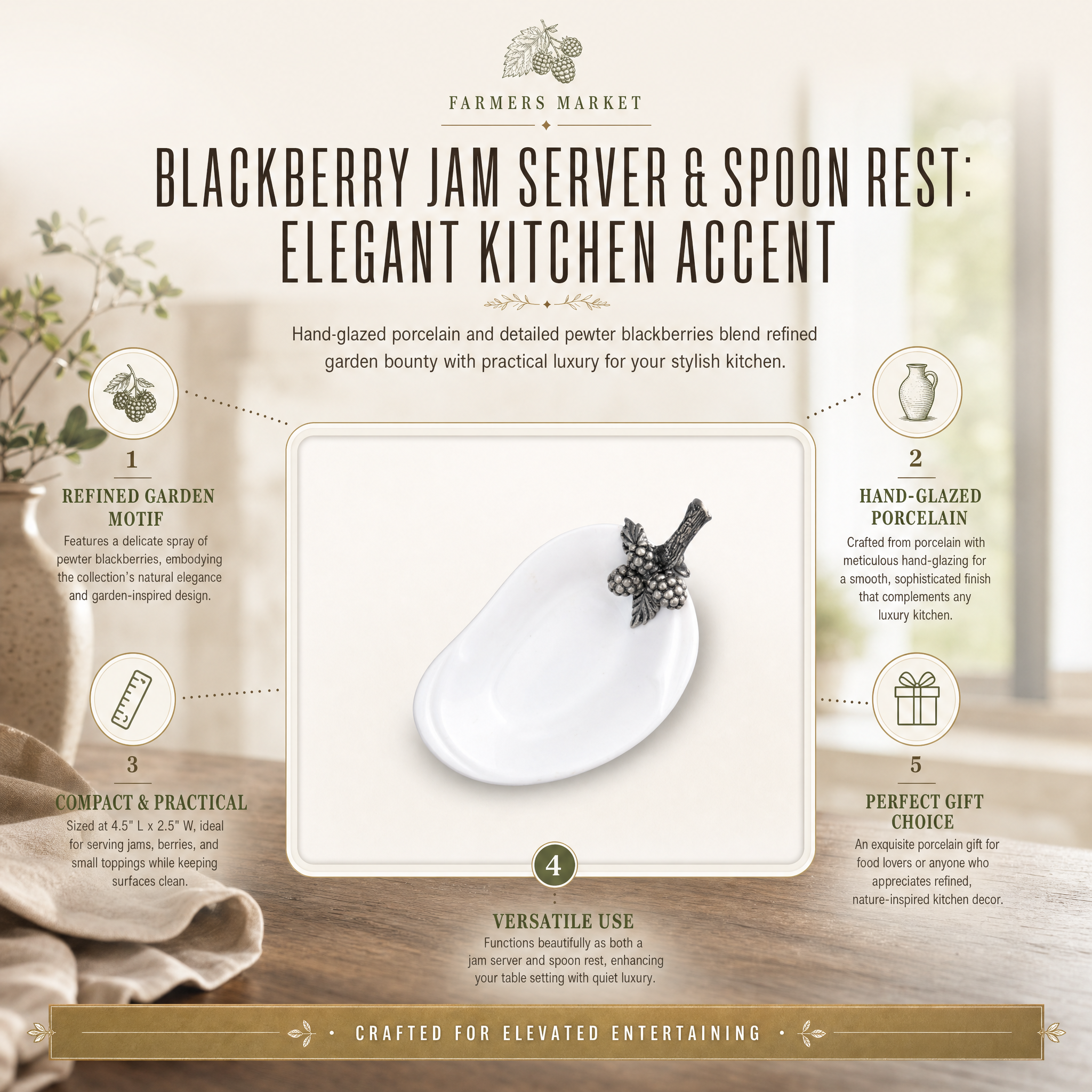 Blackberry Jam Server / Spoon Rest