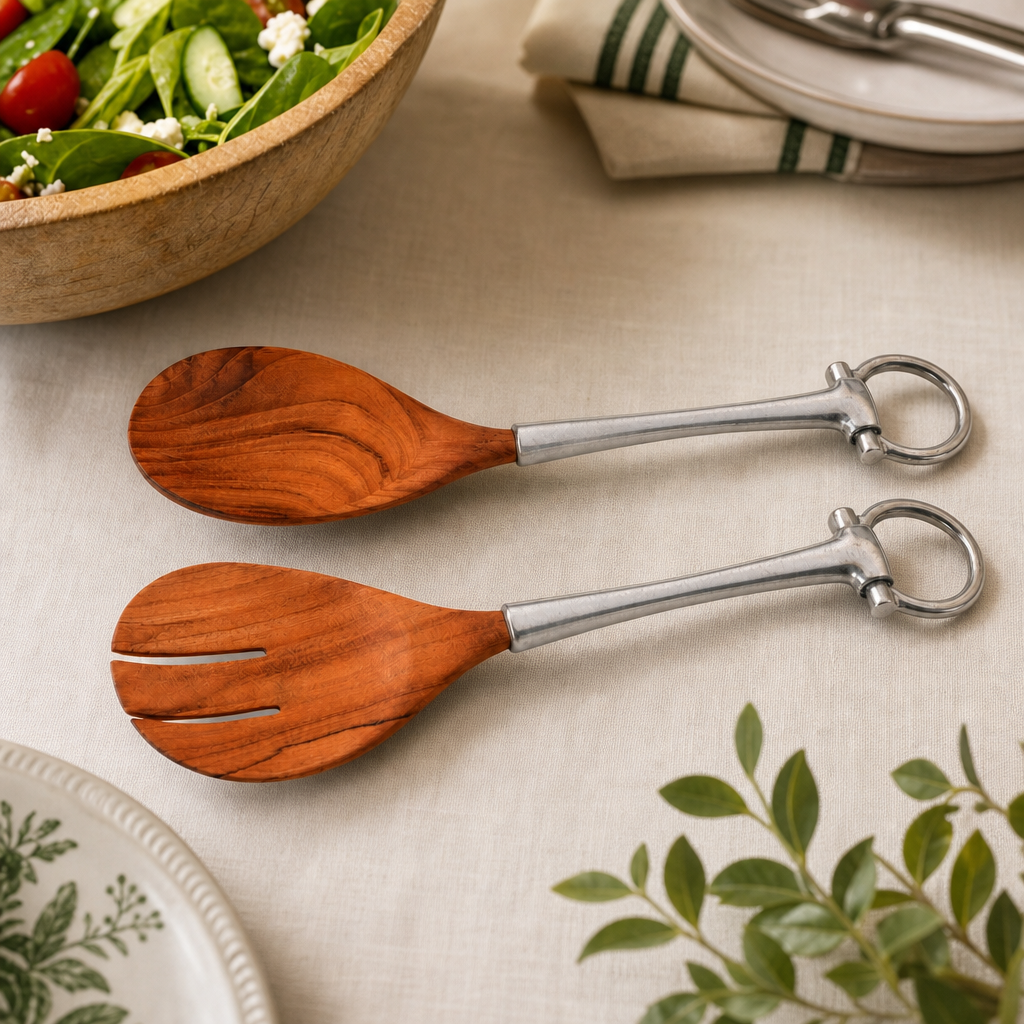 Bit Wood Salad Server Set