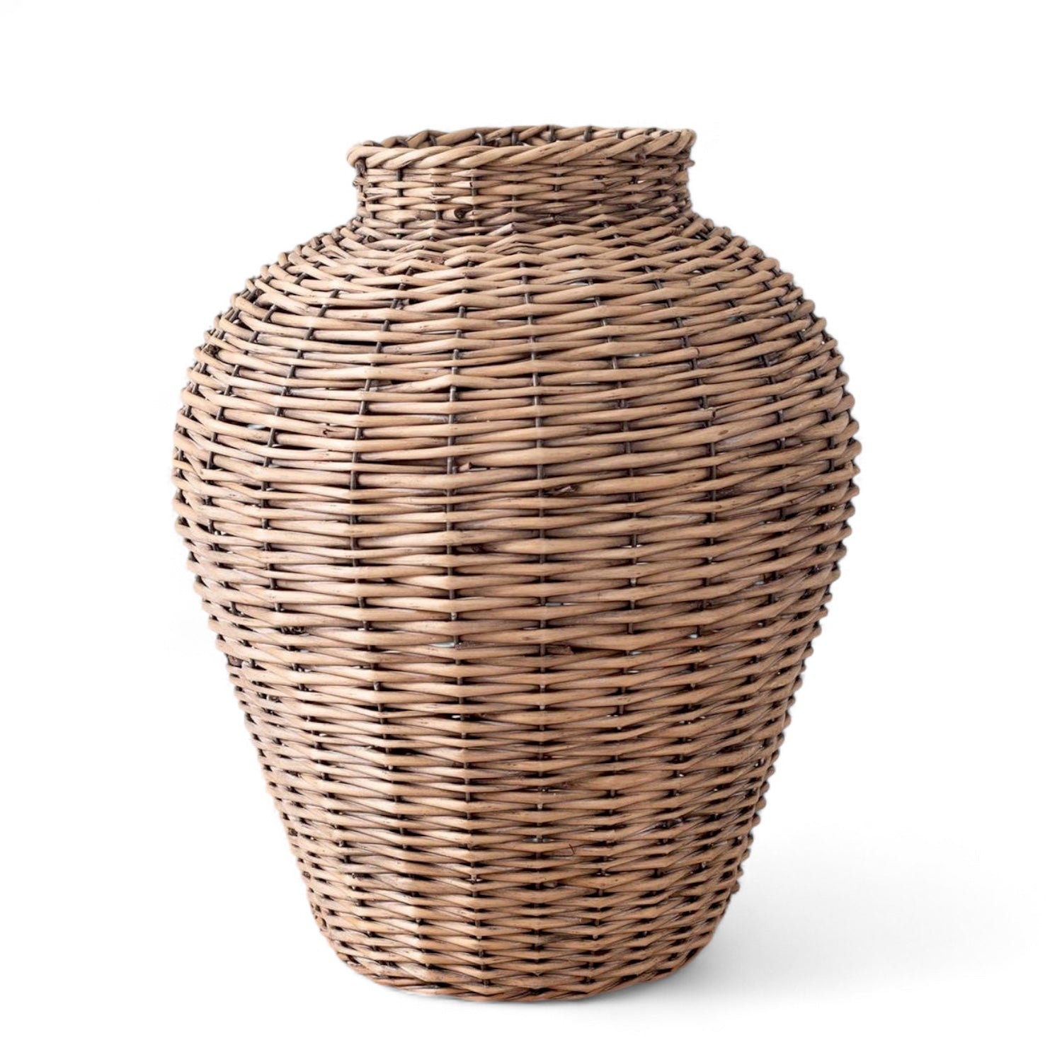 Wicker vase on a white background