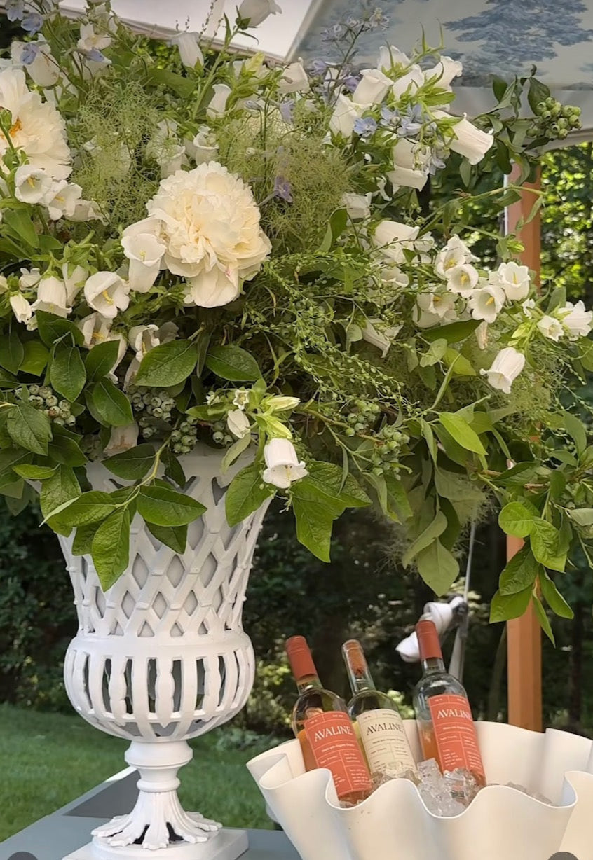 Ivory Lattice 16"  Urn in Cast Aluminum