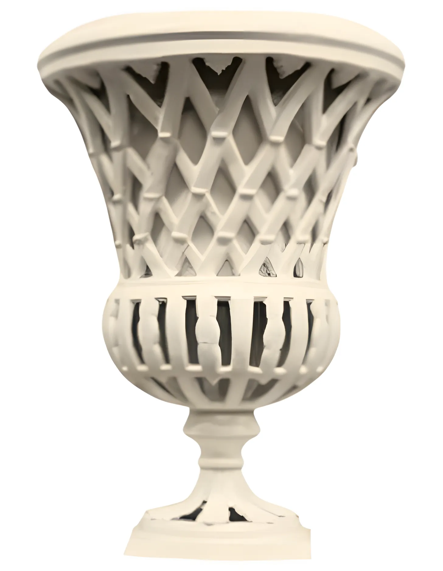 Ivory Lattice 16"  Urn in Cast Aluminum