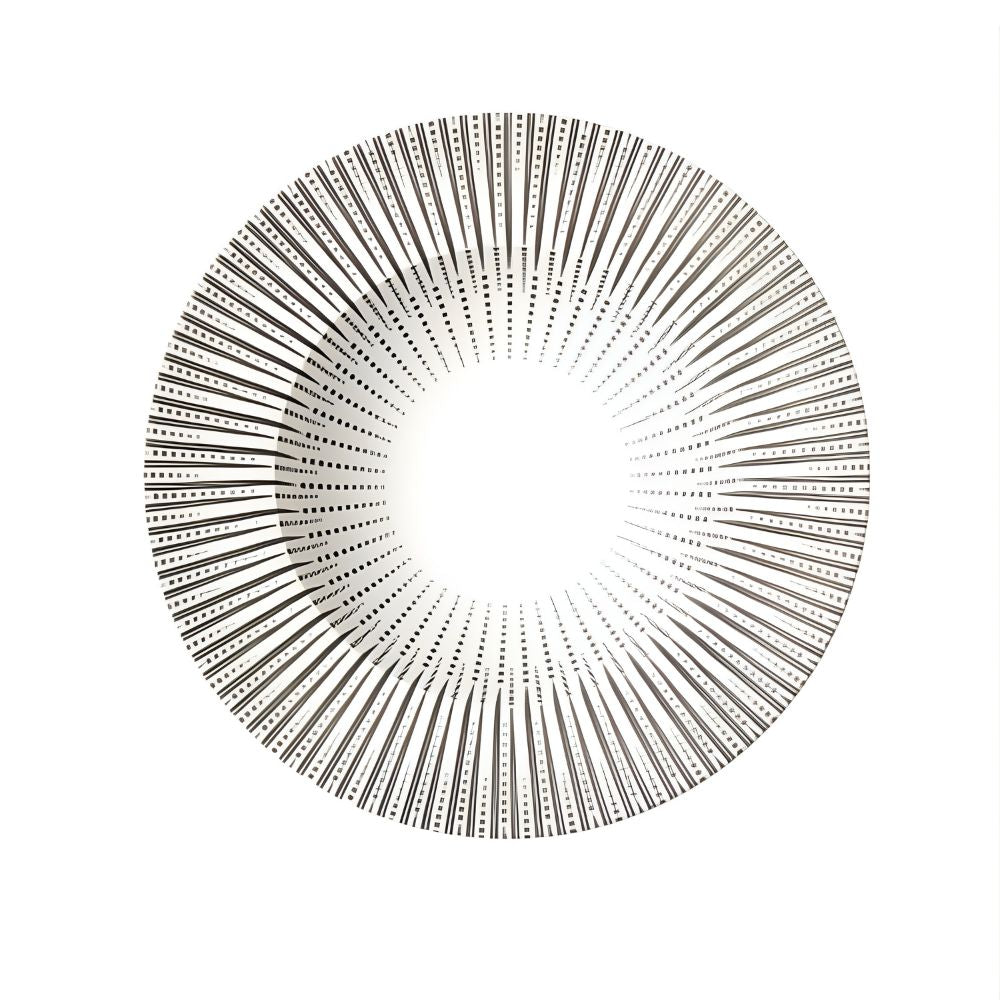Circular design with radiating lines on a white background