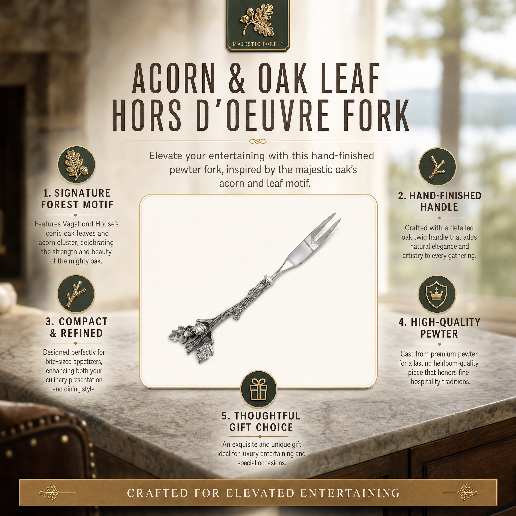 Acorn & Oak Leaf Hors d'oeuvre Fork