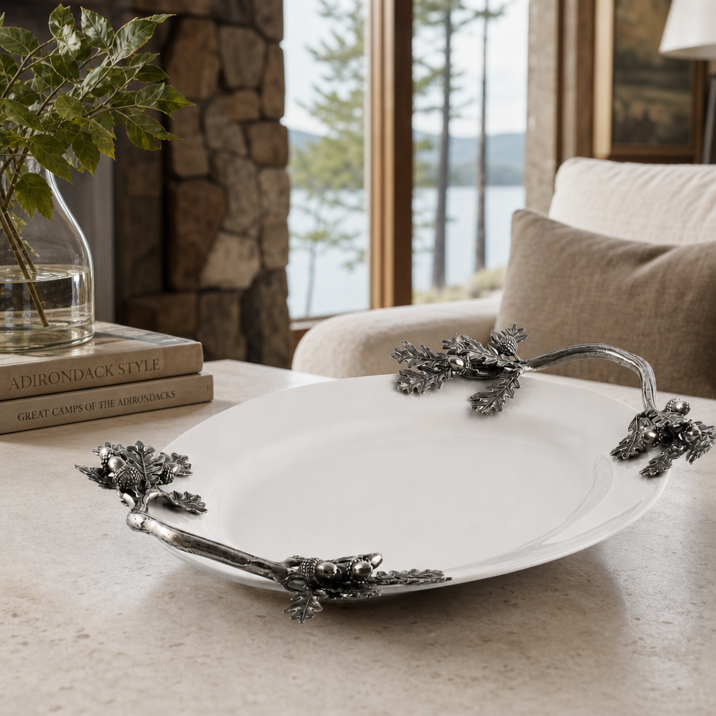 Acorn Oak & Leaf  Stoneware Tray - Small