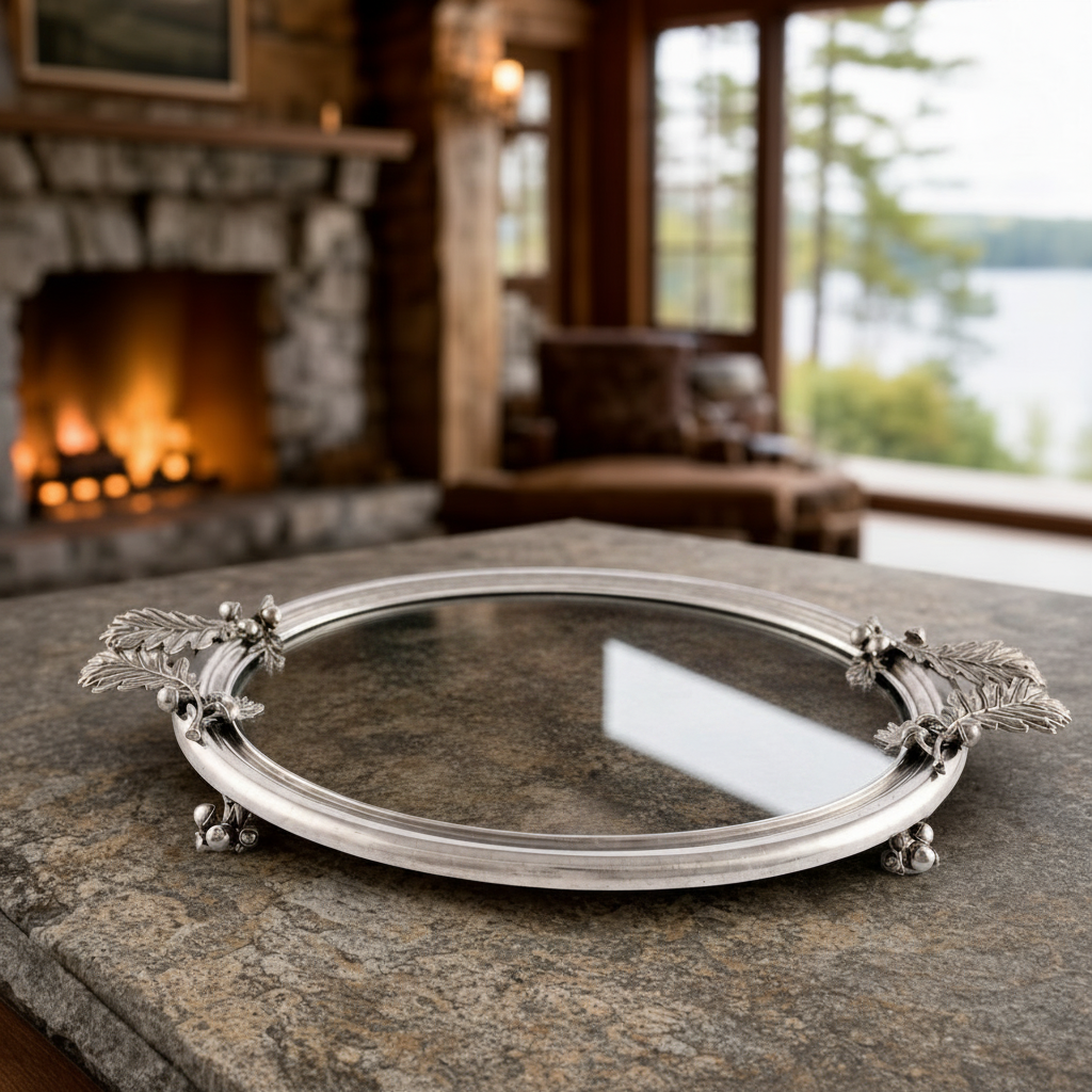 Acorn & Oak Leaf Oval Glass Tray