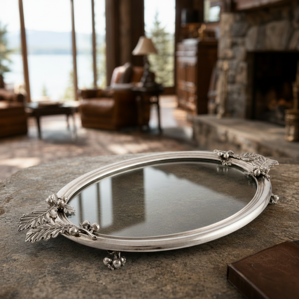 Acorn & Oak Leaf Oval Glass Tray