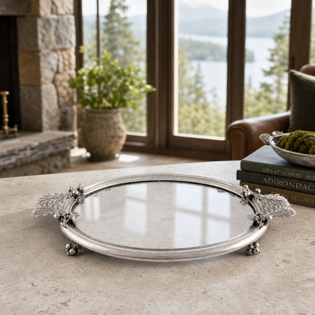 Acorn & Oak Leaf Oval Glass Tray