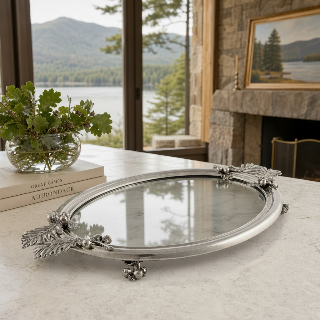 Acorn & Oak Leaf Oval Glass Tray