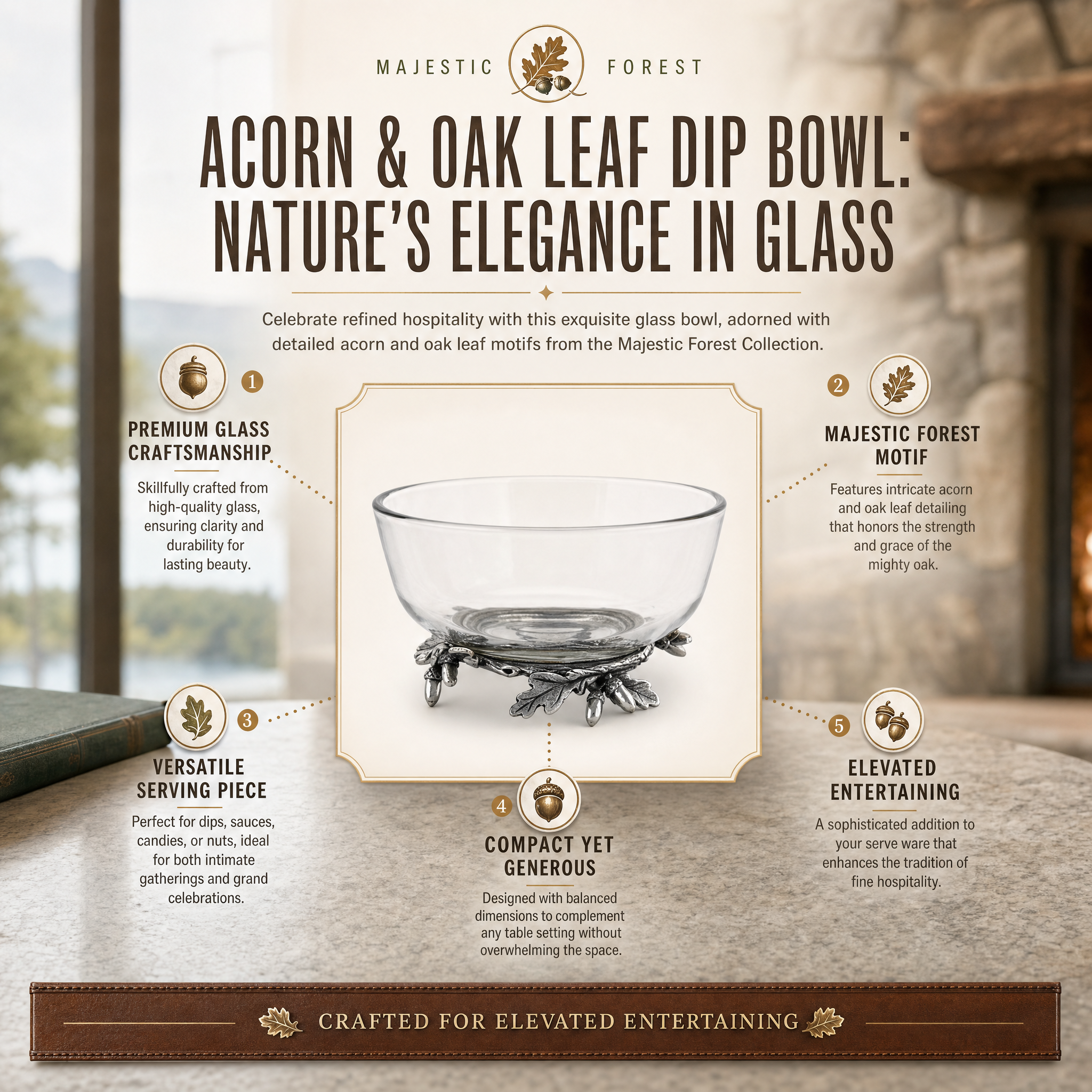 Acorn & Oak Leaf Dip Bowl