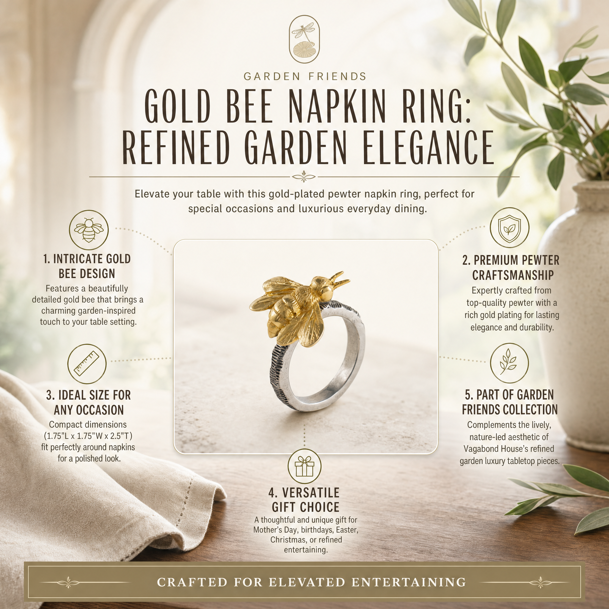 Gold Bee Napkin Ring