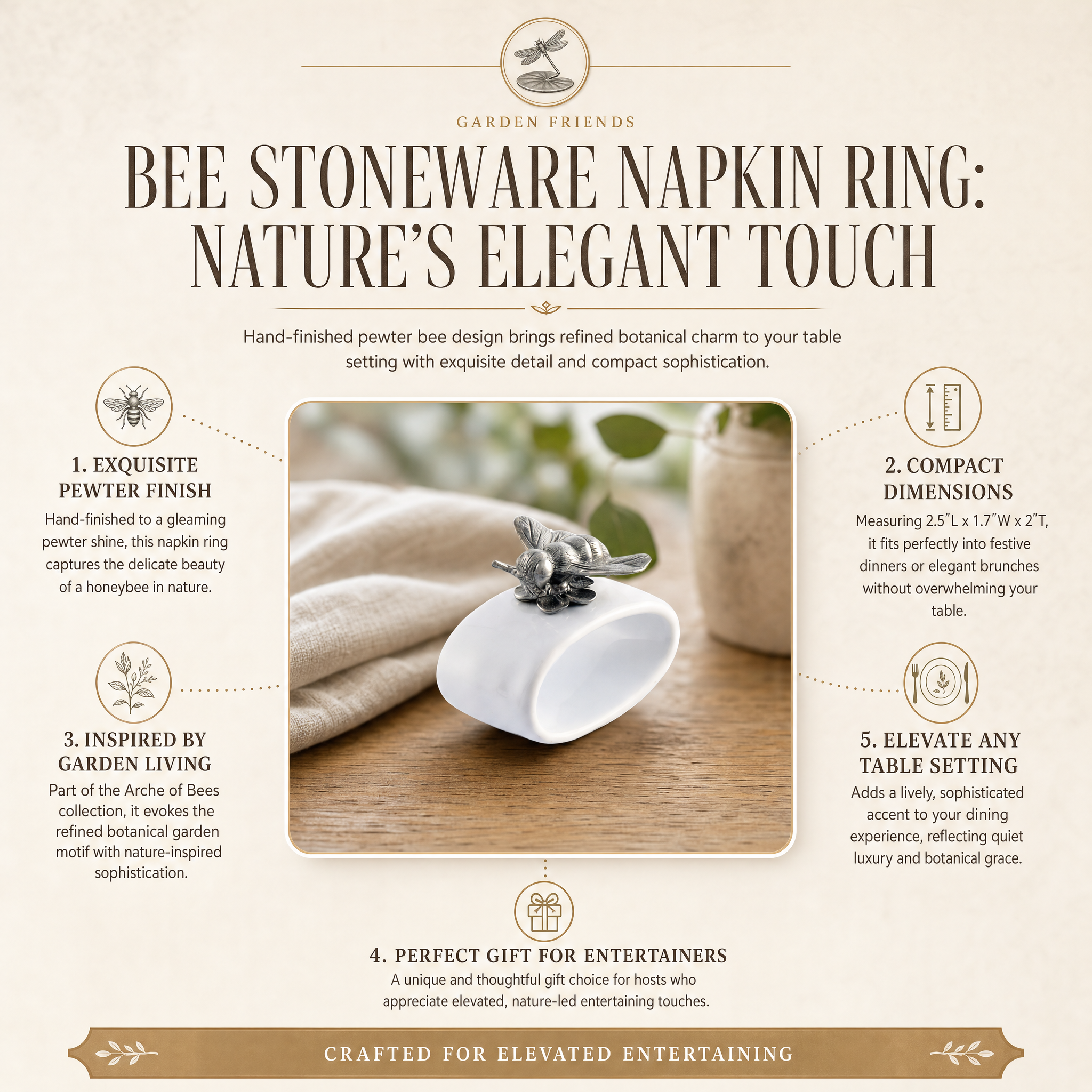 Bee Stoneware Napkin Ring