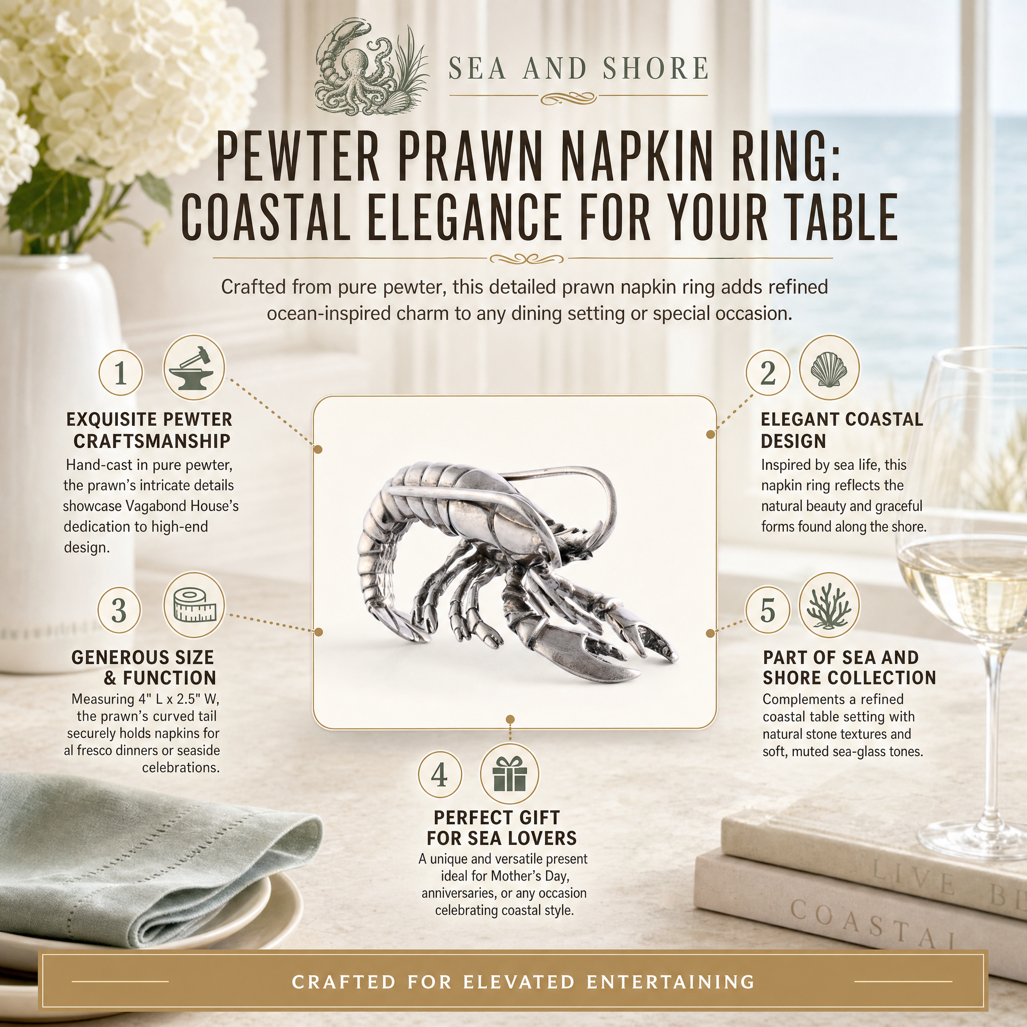 Pewter Prawn Napkin Ring