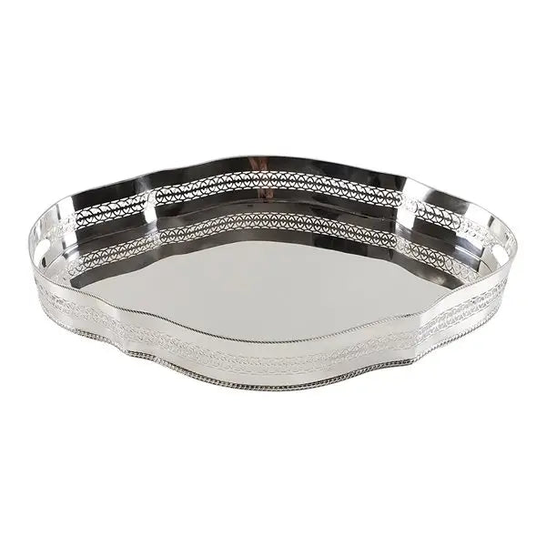 Oval 24" Pierced Gallery Tray - Insert Handles - English Silver Plate C.1980