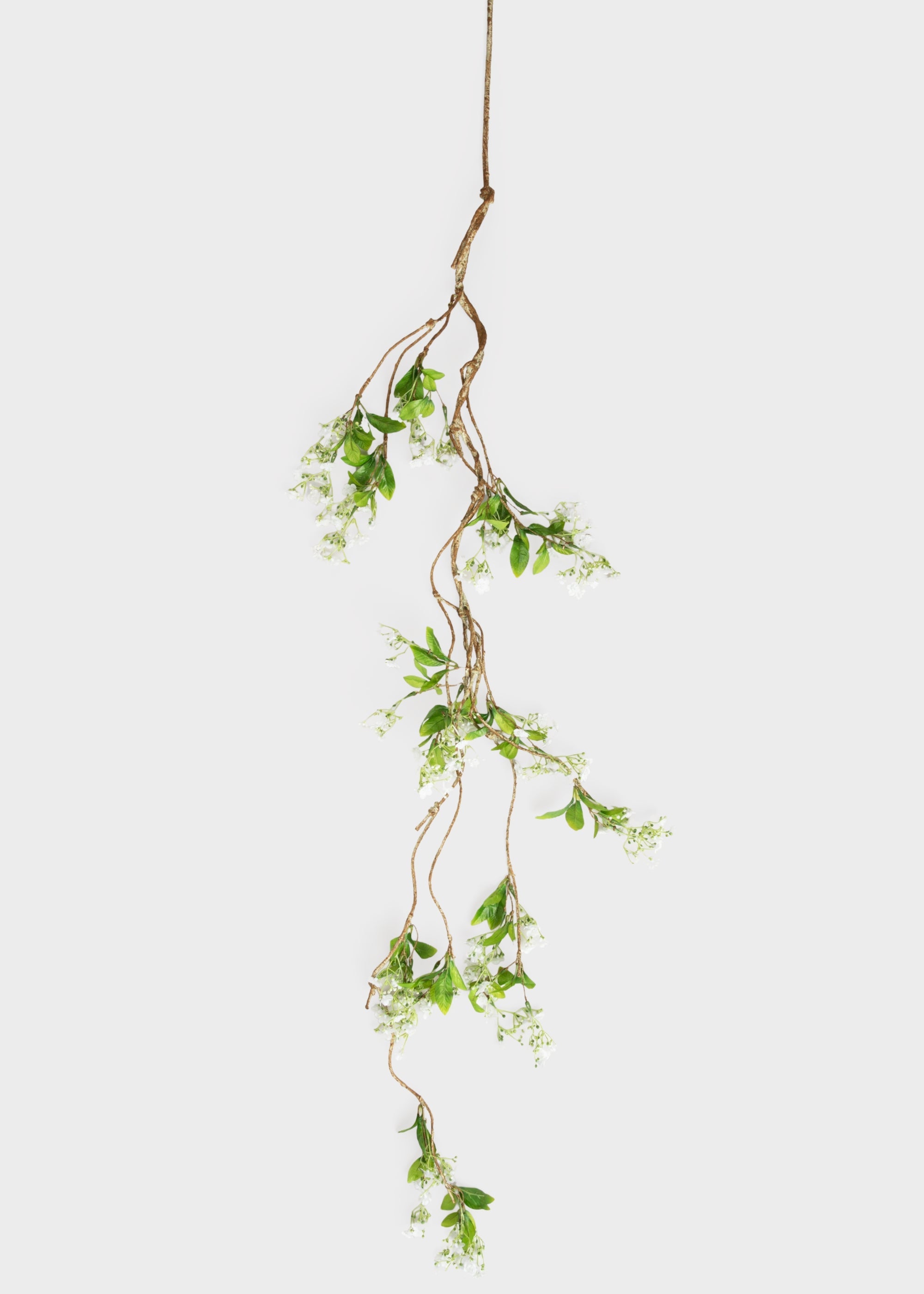 White and Green Fake Blooming Flower Garland - 60"