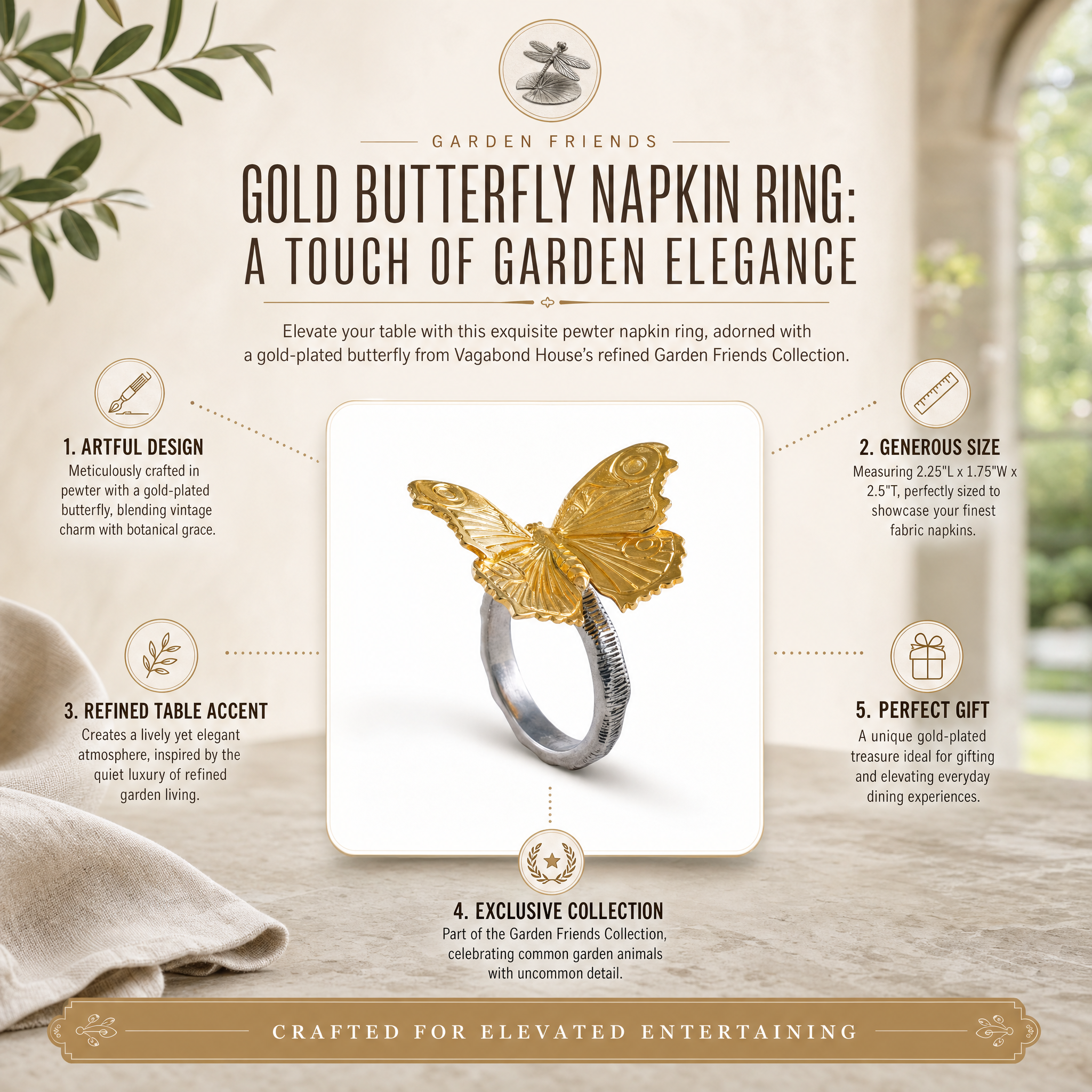 Gold Butterfly Napkin Ring