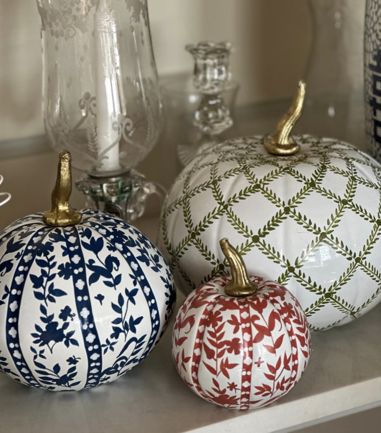 Rusty Red Floral and Vine Pumpkin