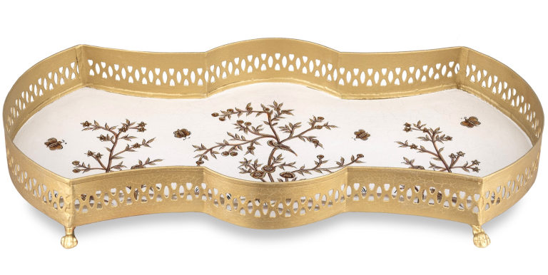 IVORY & Gold SCALLOPED VANITY TRAY