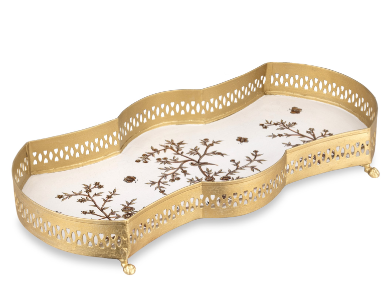 IVORY & Gold SCALLOPED VANITY TRAY