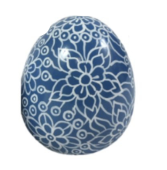 Navy & White Floral Egg