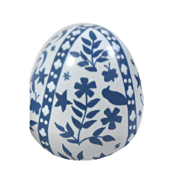 Navy & White Trellis Leaf Egg