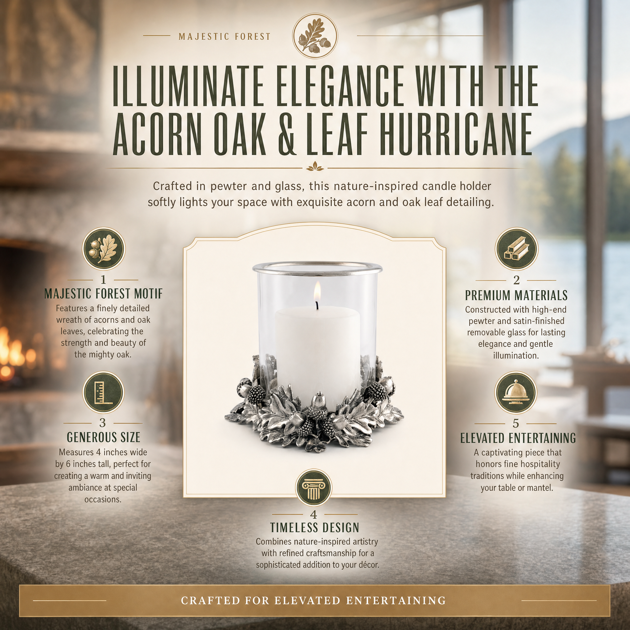 Acorn Oak & Leaf Hurricane