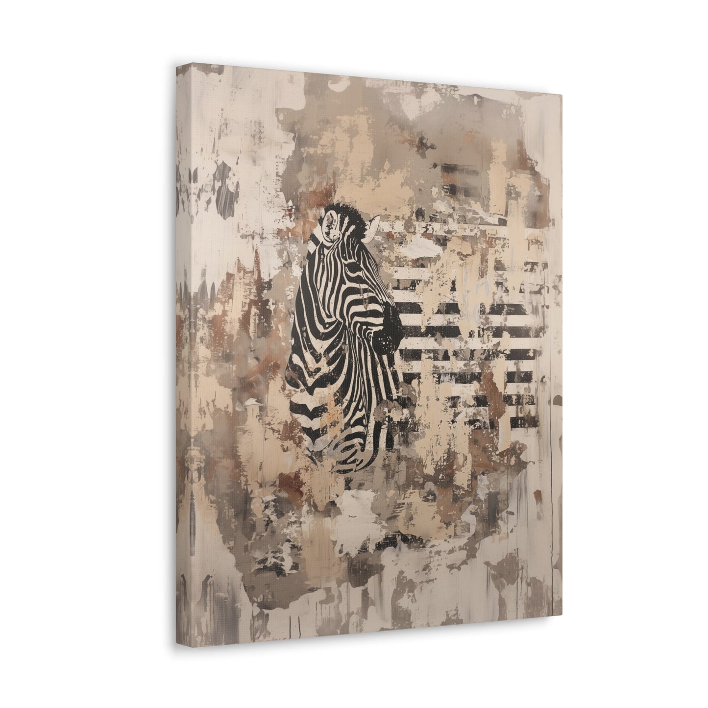 Zebra Wall Art - Canvas Print Gallery Wrap - Neutral Stripes