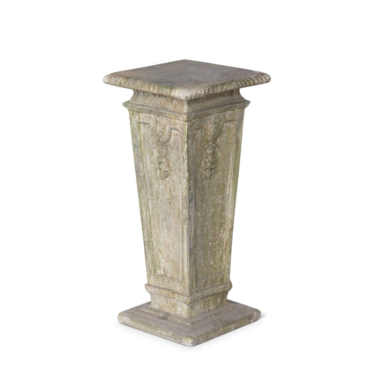 Decorative garden pedestal on a white background