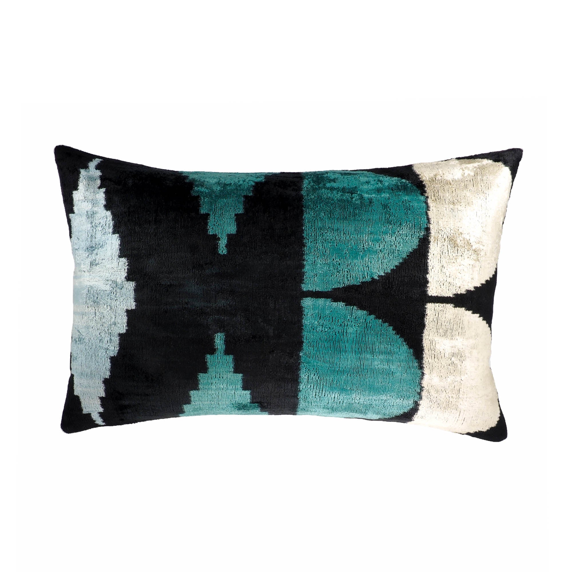 ArtDeco Silk Velvet Ikat Throw Pillow Cover, 16 x 24