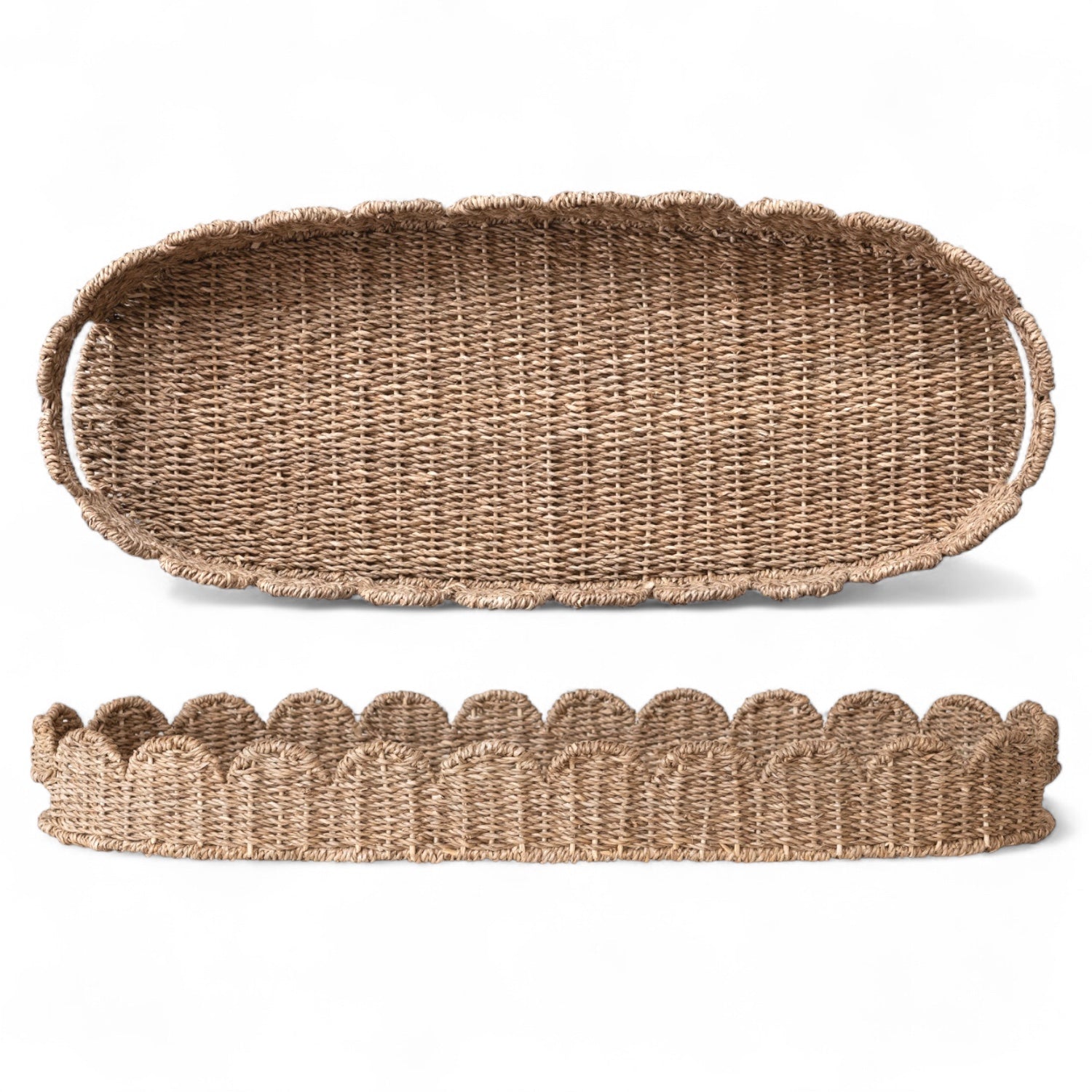 Hand-Woven Bankuan Scalloped Tray with Handles