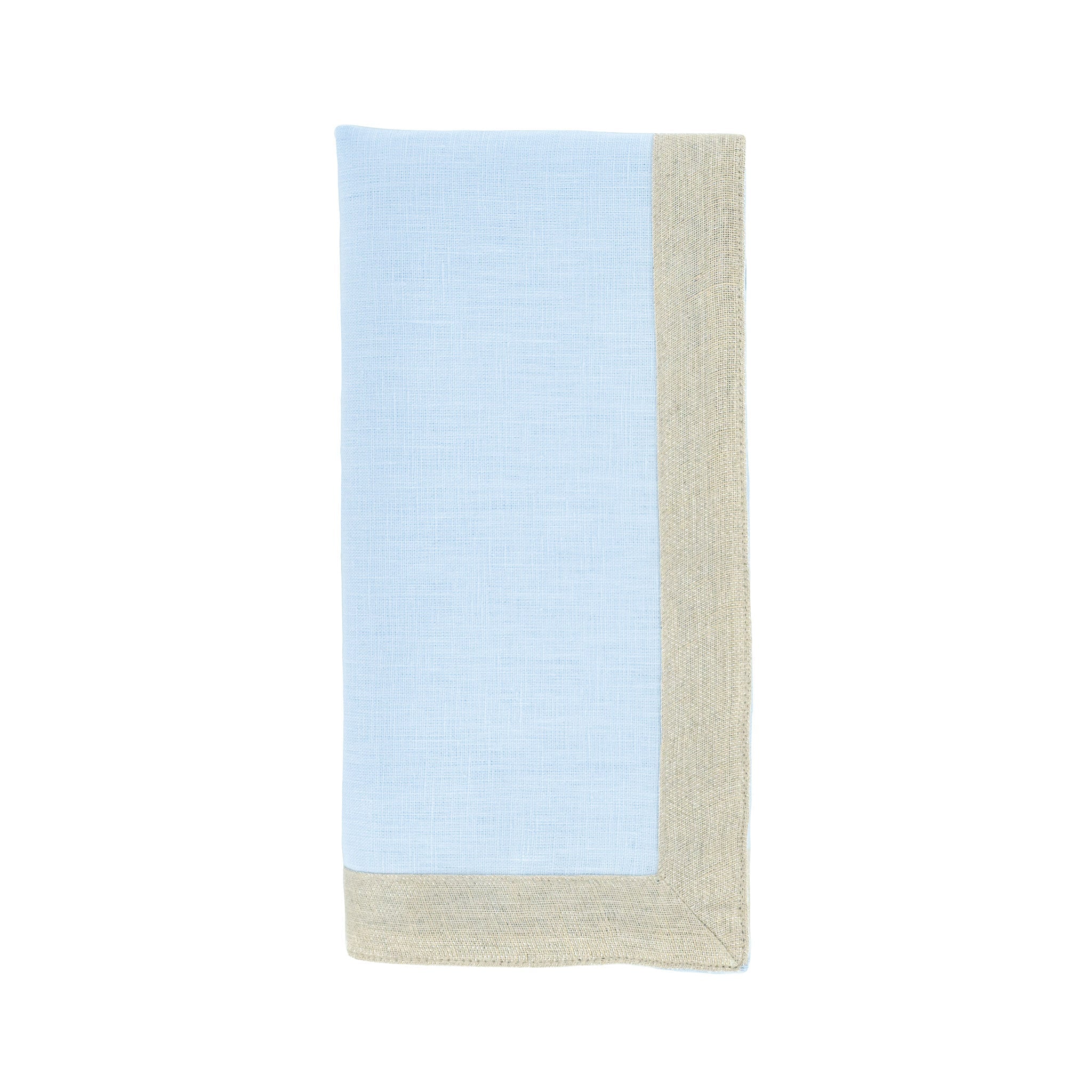 Blue Linen Napkins With Sparkle Borders, Set of 4