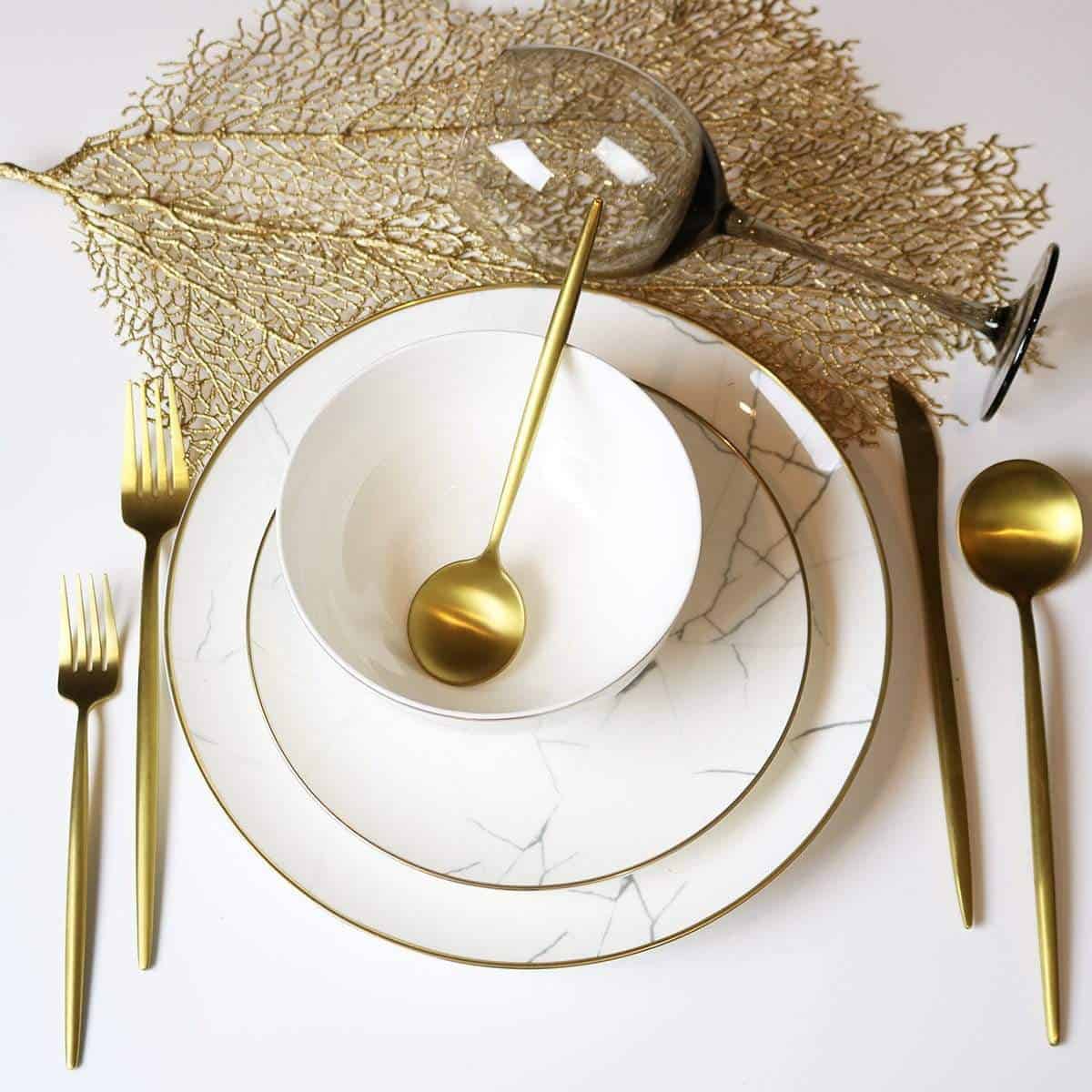 Carrara Marble Dinnerware Set - 16 Piece Set