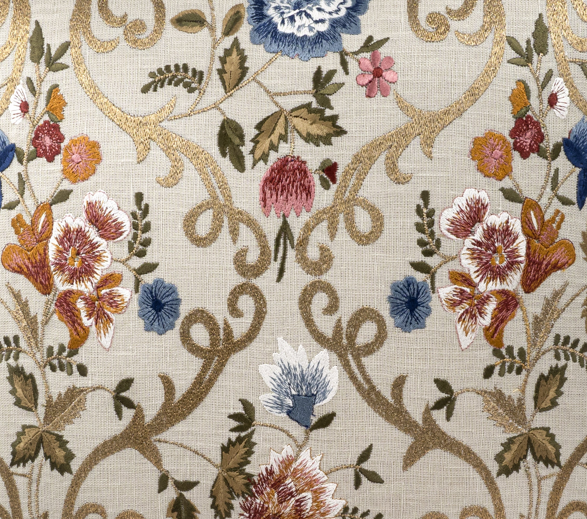 Chantilly Embroidered Linen Pillow Cover, 18 x 18