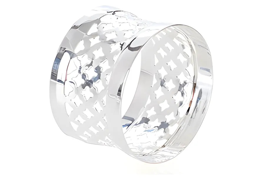 Corbell Silver Plate Napkin Ring – Double Diamond Design