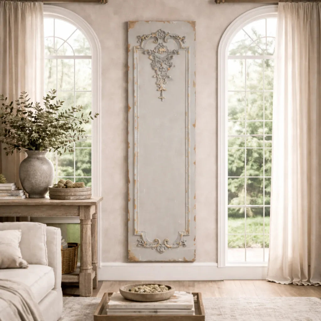 Distressed French Wall Panel – Antique Art Nouveau Decor