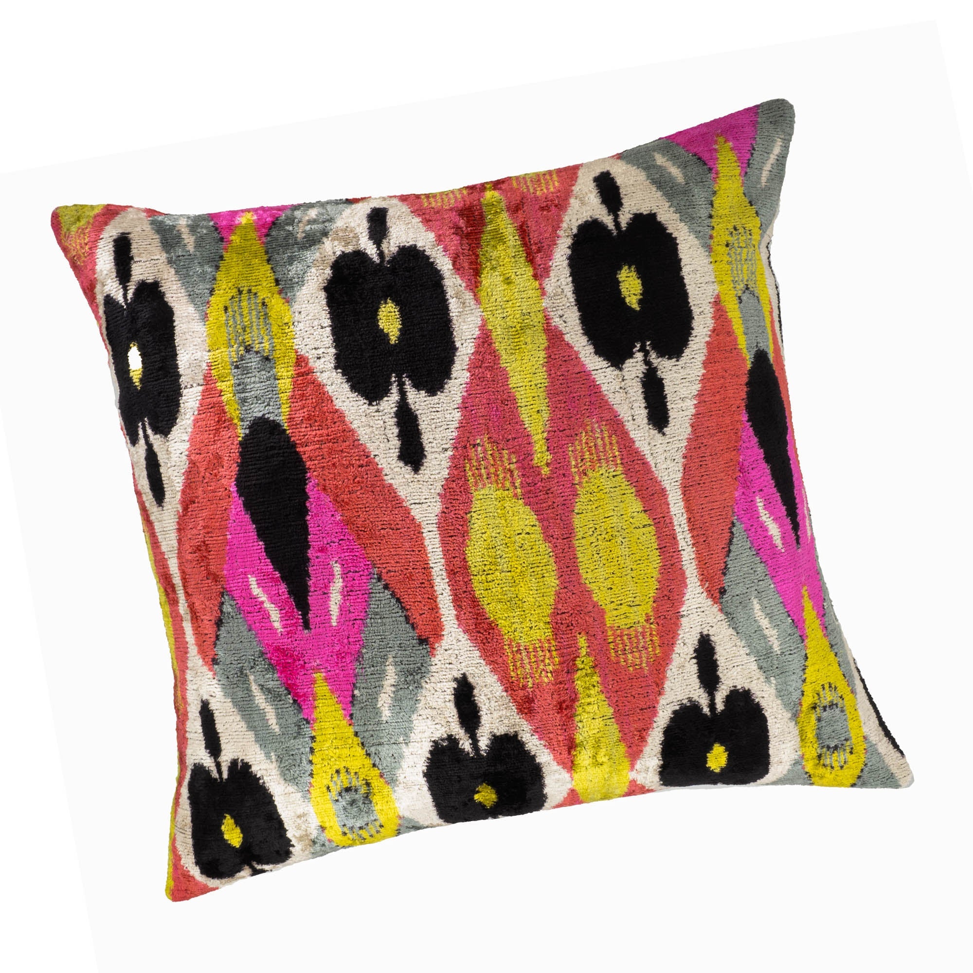 Euphora Silk Velvet Ikat Pillow Cover, 20 x 20
